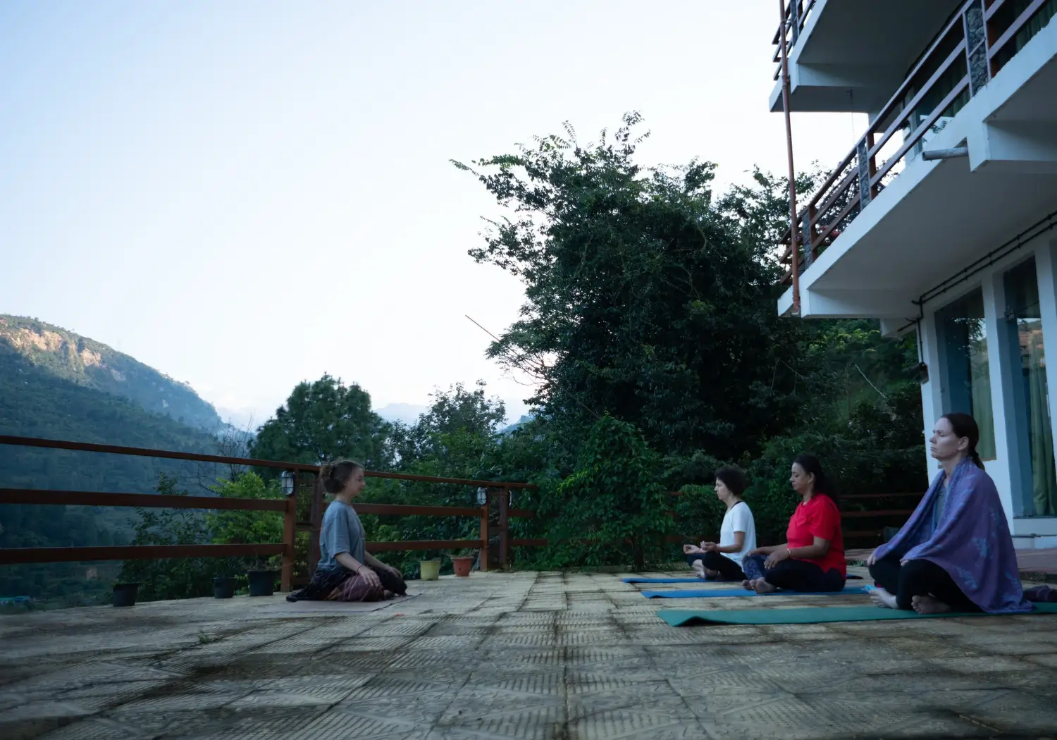 Asana Class during Himalayan yoga retreat program