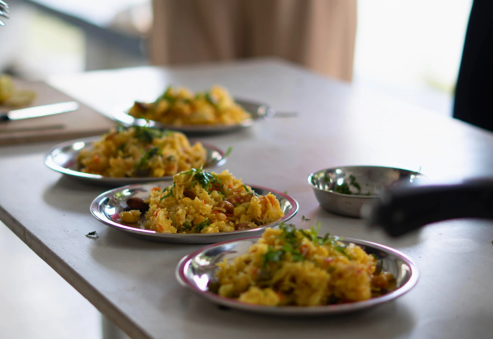 Healthy poha breakfast served at Atharv Yogshala