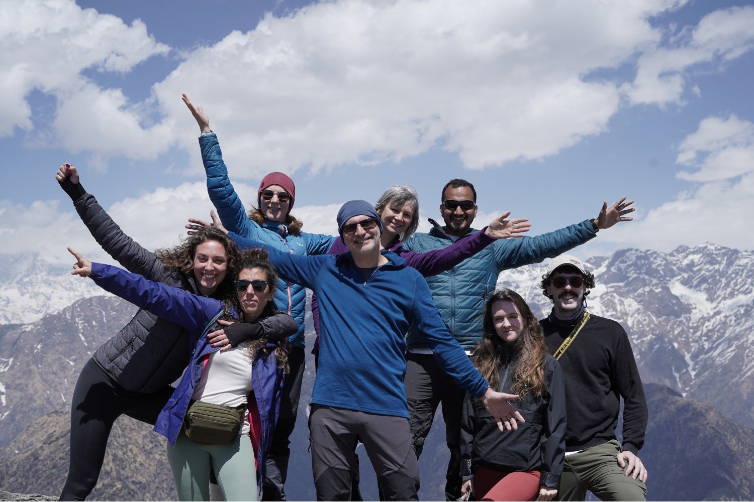 Group photo relaxing during 200 Hour Himalayan Hiking Yoga TTC