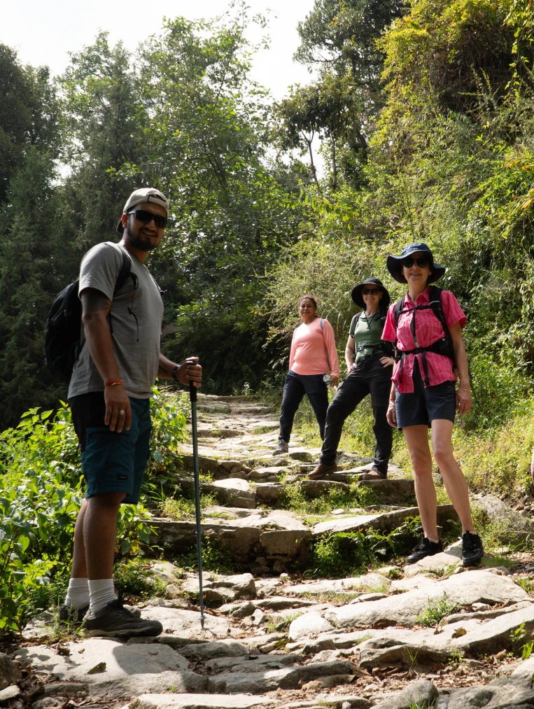 Students trekking during 200 Hour Yoga Teacher Training in the Himalayas