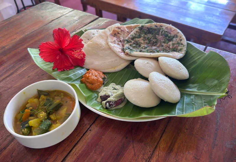 Sattvic vegetarische Mahlzeit im Yoga Retreat in Varkala Kerala