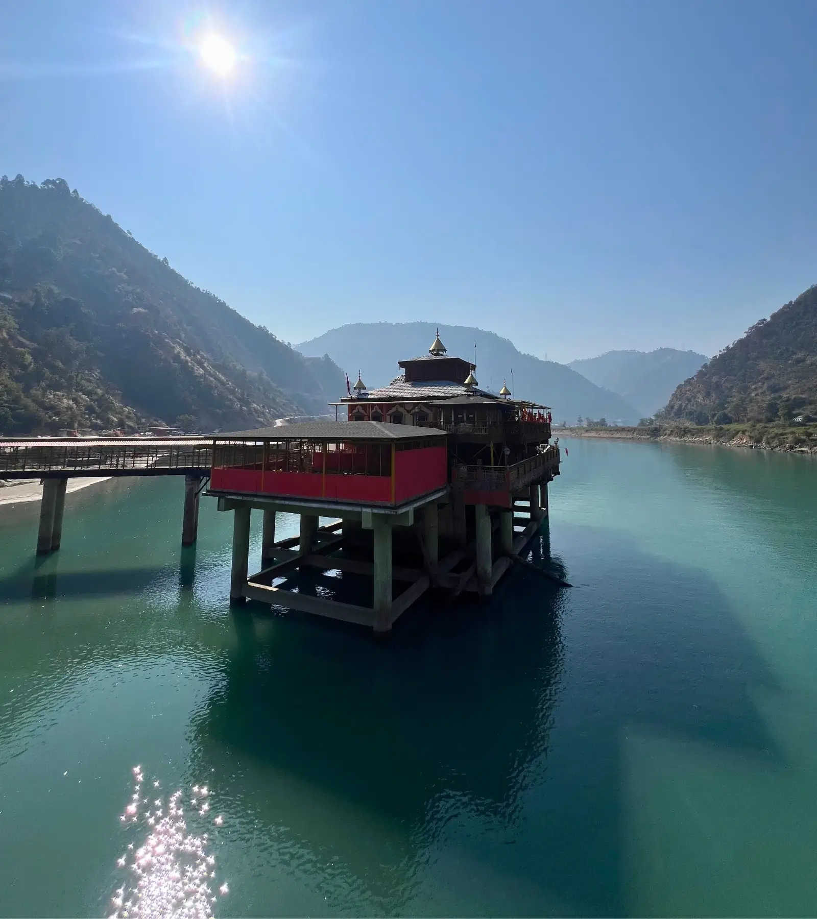 Dhari Devi Temple on the banks of the Alaknanda river